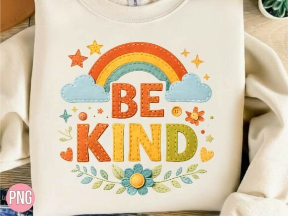 Faux Embroidery Be Kind Rainbow PNG Review