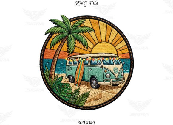 Summer Surfboard Machine Embroidery PNG Review