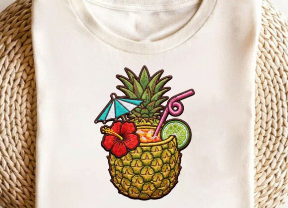 Tropical Coconut Umbrella Embroidery PNG Review