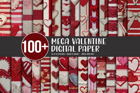 Valentine Heart Embroidery Digital Paper Review